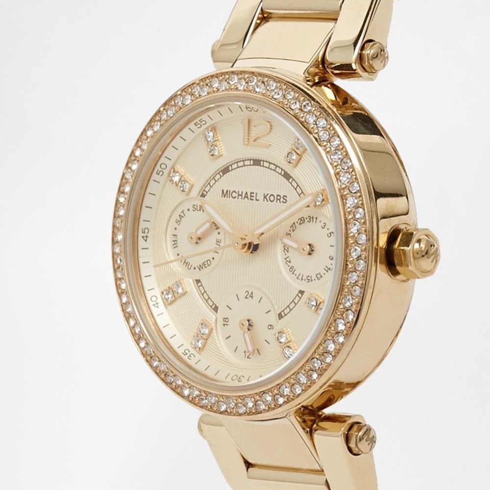 NIB Michael Kors Gold Mini Parker Crystal Watch - Picture 2 of 8